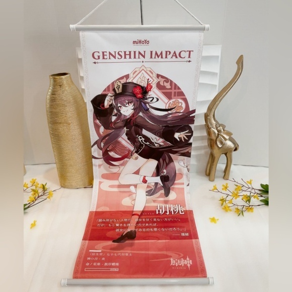 Genshin Impact Scroll Poster Hu Tao Wall Hanging  Canvas  Painting  Decor